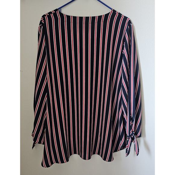 Michael Kors Shirt Womens 2X 22/24 Plus Red White Blue Striped 3/4 Sleeve - Picture 2 of 4